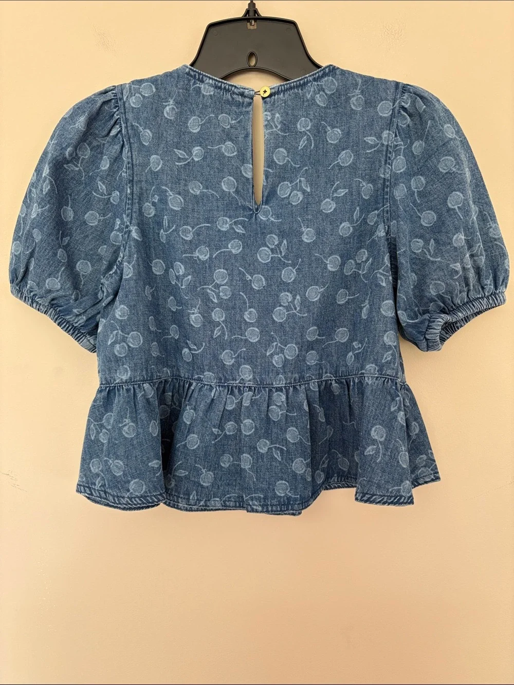 J. Crew Crewcuts Denim Peplum Top with Cherry Motif